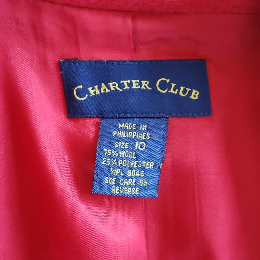 Charter Club Red Blazer, Size 10. - Picture 5 of 6